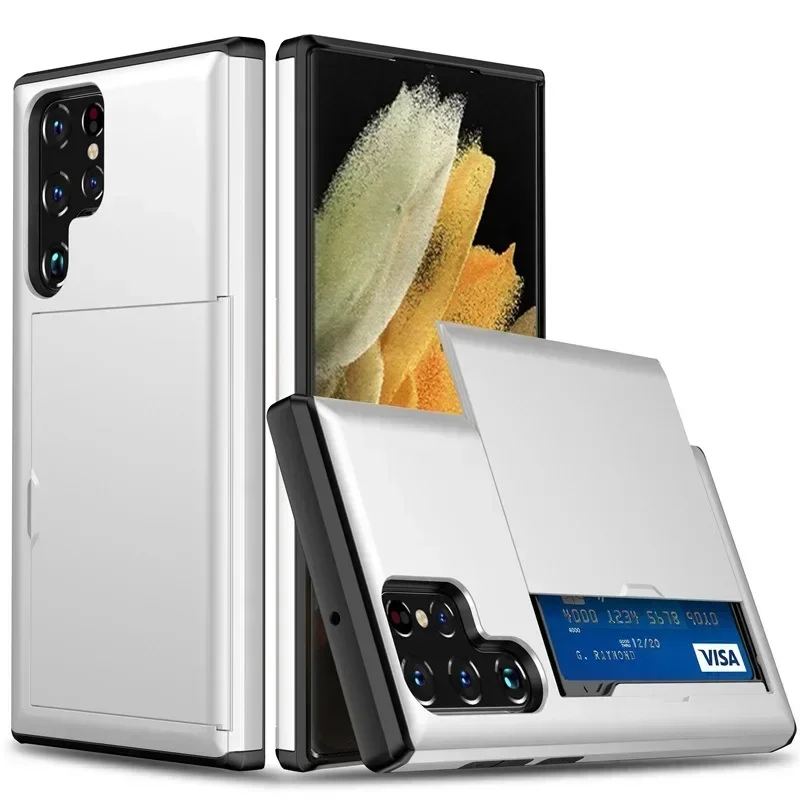 Abdeckung für Samsung Galaxy S24 S23 FE S25 Edge Plus Ultra A55 A16 A36 A56 5G Handyhülle mit Kartenhalter stoßfest Heavy Duty