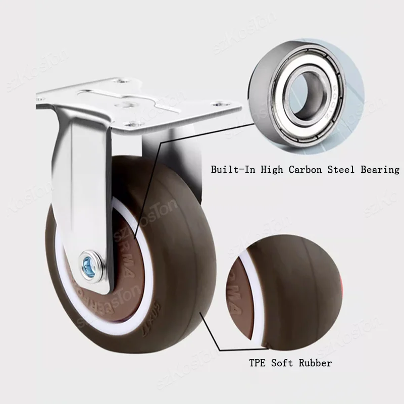 4 Stück Universal-Lenkrollen, robuste Möbelradrolle, geräuschlose Trolley-Räder für Tisch, Stuhl, Sofa mit Sicherheitsbremse