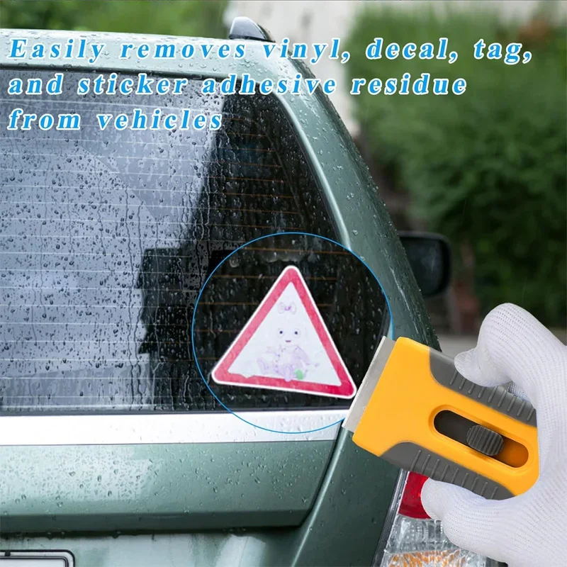 1Set Glue Removal Blade Glass Razor Scraper Plastic Handle Razor Scraper Spatula Car Film Tool Window Cleaning Blade Scraper