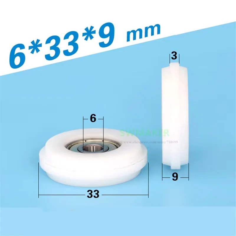 

1pcs 6x33x9mm cam for door and window, POM polyformaldehyde wrapped rolling wheel, cam nylon roller for grooved track