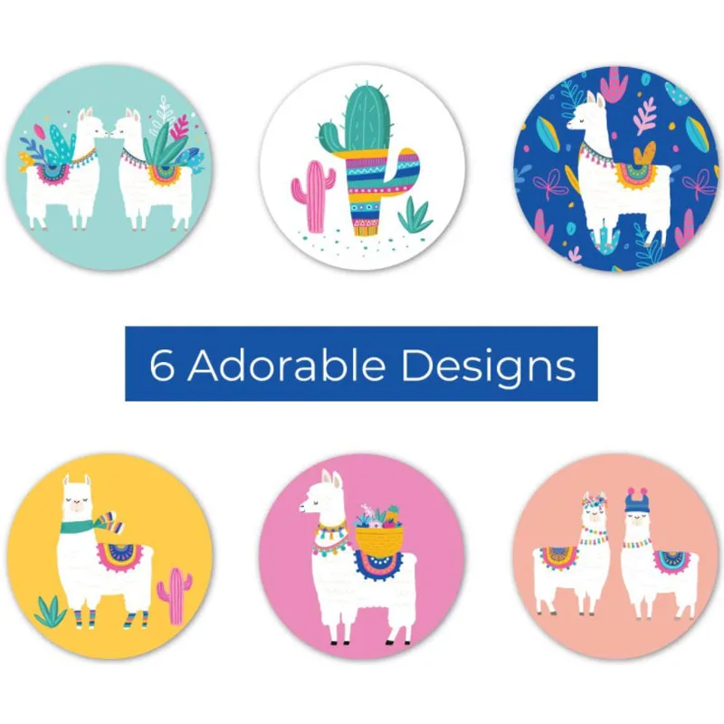 500pcs/roll Reward Sticker for Kids Alpaca Cactus Animal Cute Pattern 1 inch 6 Designs School Teacher Supplies Child Sticker