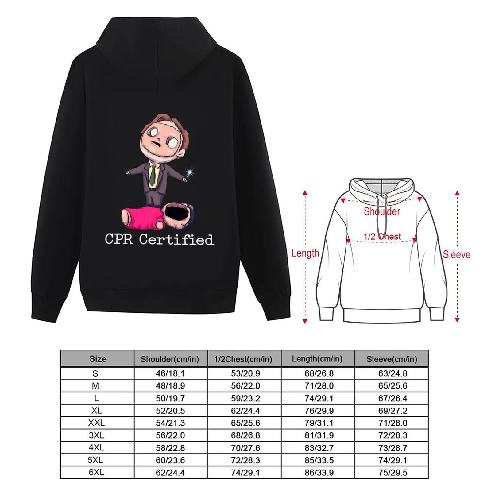 دوايت شروت الإسعافات الأولية Cpr معتمد للبنين النساء خمر الكلاسيكية المحملة تتجه للجنسين الرجال هدية أفكار هوديي أسود