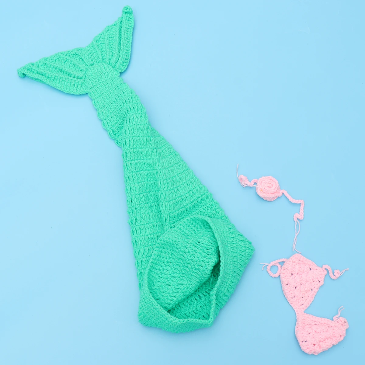 

Baby Photography Props Crochet Outfit Mermaid Tail Headband Set Handmade Photo Studio Accessories Infant Photo Shooting
