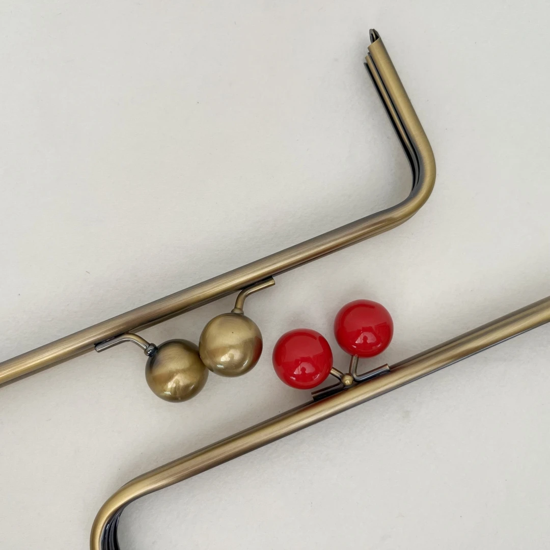 Antyczny mosiężny zamek kulkowy 24 cm z akrylu, metalowa rączka do torebki, akcesoria do rękodzieła, części do szycia. — zdjęcie 2