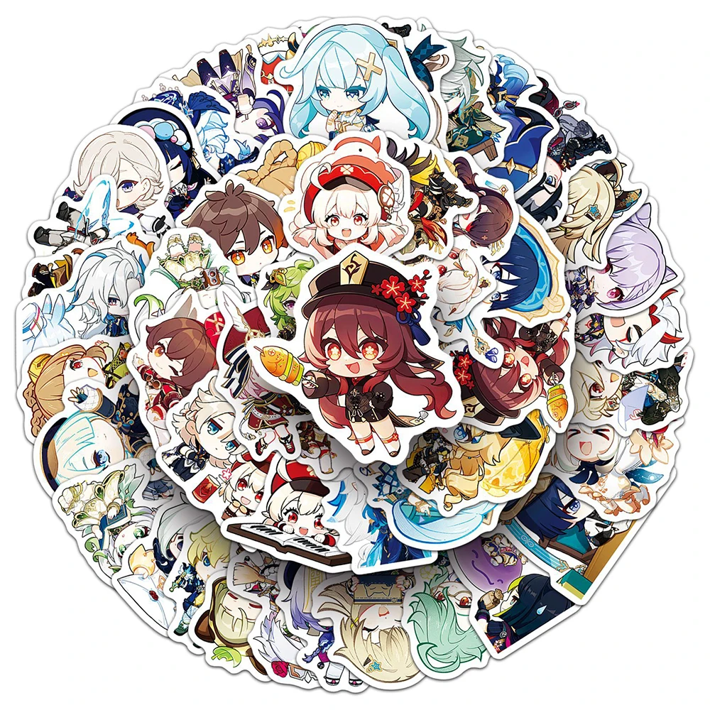 10/30/50pcs Genshin Impact Cartoon Stickers Cute Q Version Graffiti Decals DIY Motorcycle Helmet Luggage Anime Game Sticker Gift
