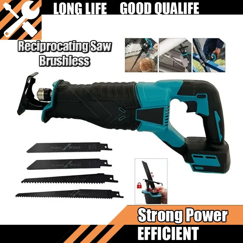 

20V18V Battery Brushless Reciprocating Saw Reciprocating Saw Portable Cordless Power Tools With 4pcs Saw Hot Fit Makita Blades