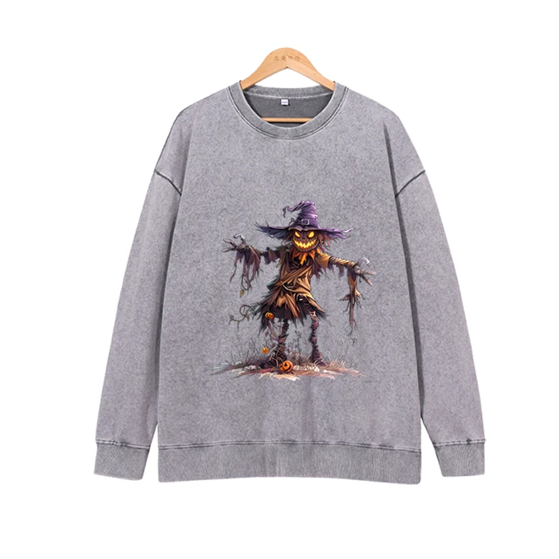 Halloween Evil Scarecrow Dark Top Printed Loose Round Neck Hoodie Undercover Outer Long Sleeve