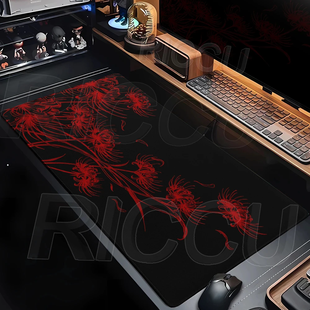 Red Spider Lily Aesthetics Mouse Pad Large Rubber Lock-Edge PC Desk Accessories Mousepad Office & Gamer Keyboard Mat Decor Mats