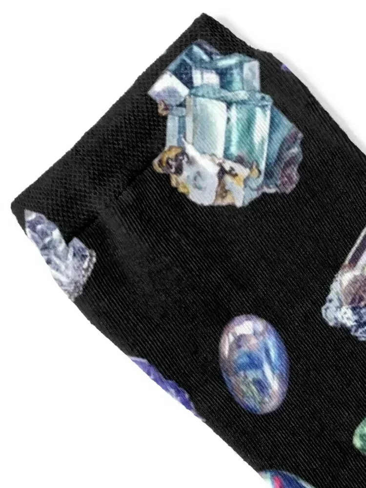 Crystals 2 - Gemstones Watercolor Pastel Black Socks short Stockings compression Lots Designer Man Socks Women's
