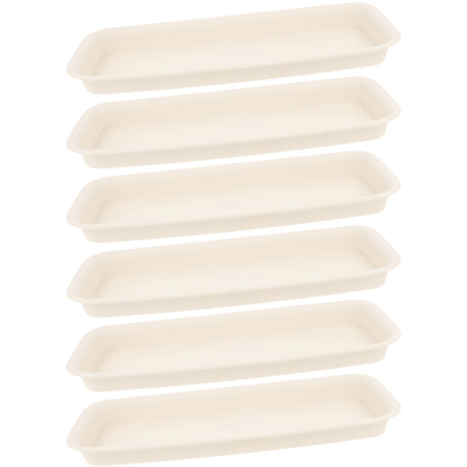 

6 Pcs Water Tray Plant Saucer Rectangular White Flowerpot Trimming Indoor Plastic Raw Material Pp Long