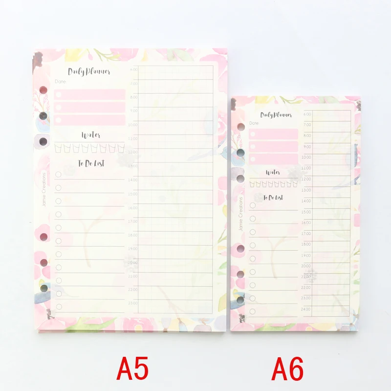 Domikee candy cartoon flower filling inner papers core for 6 holes binder notebooks:daily planner weekly planner blank list A5A6