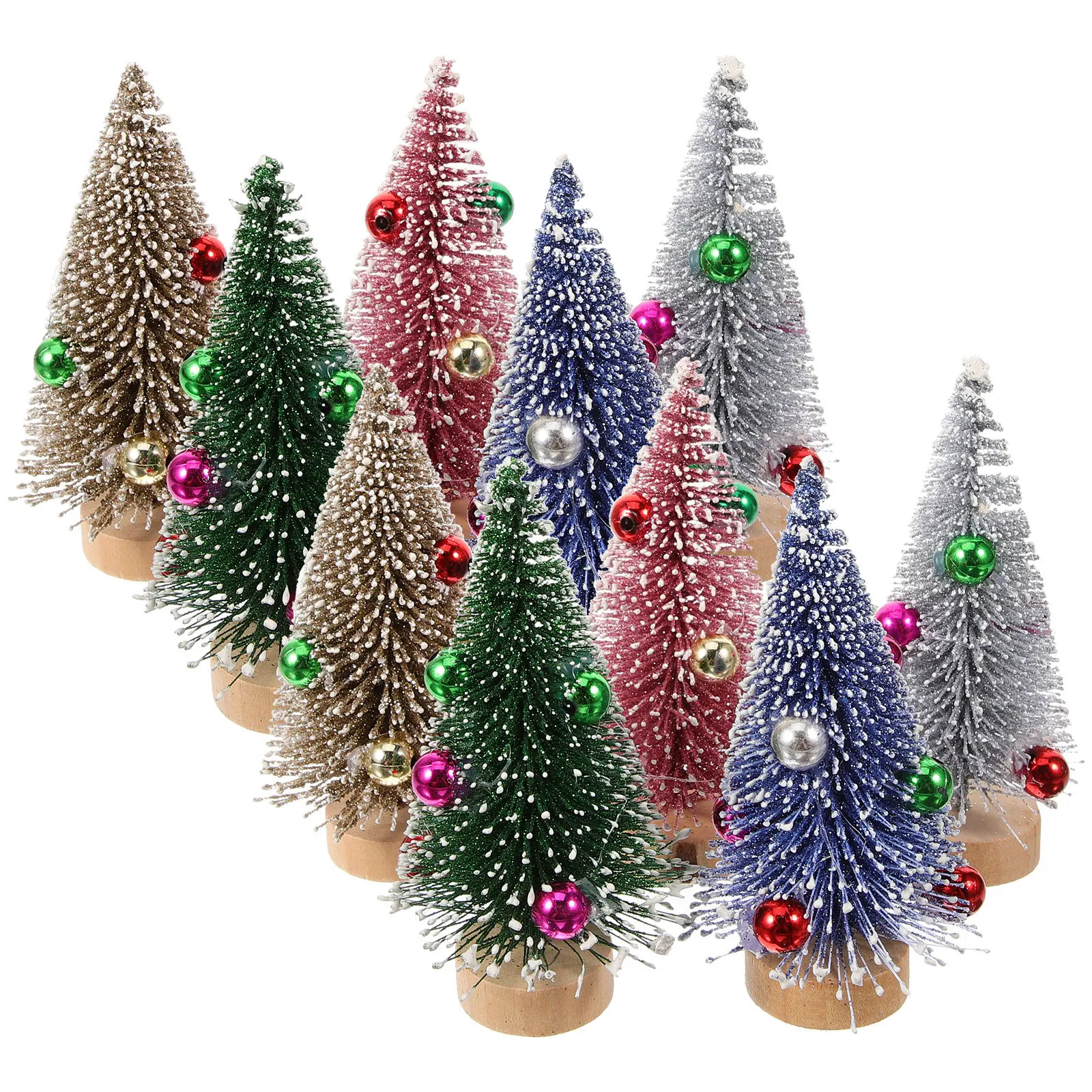 

12Pcs Tabletop Mini Christmas Tree Festive Decor for Desktop Bookshelf Window Cabinet Holiday Season Decoration