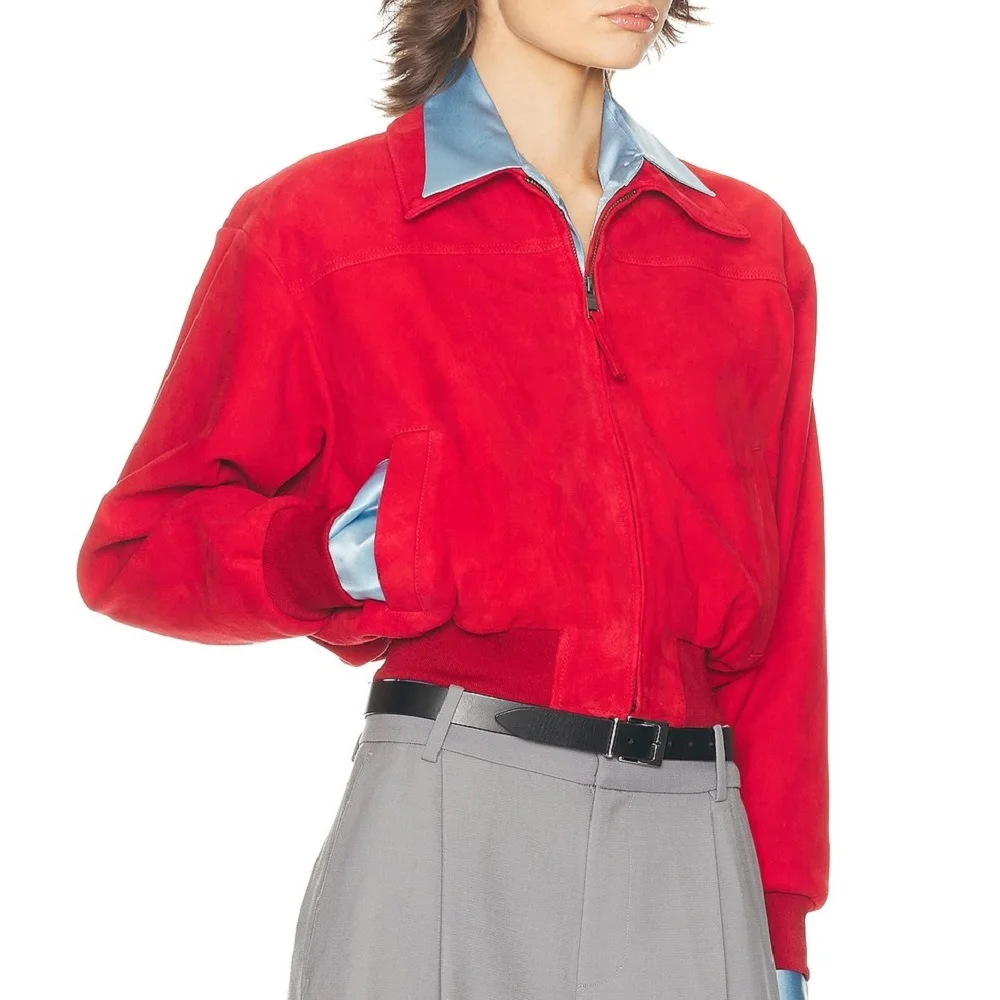 

2025 Autumn Women's Jacket, Satin, Zipper, Lapel, Loose Fit, Casual, Outerwear, Y2K New Fashion, High-Quality Top/Coat bra