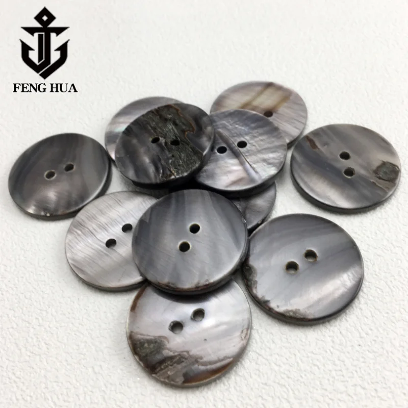 10PC Natural Black Mother of Pearl Shell Grey Round 2-holes Flatback Button DIY Suit Cufflinks Invitation Scrapbook Sewing Decor