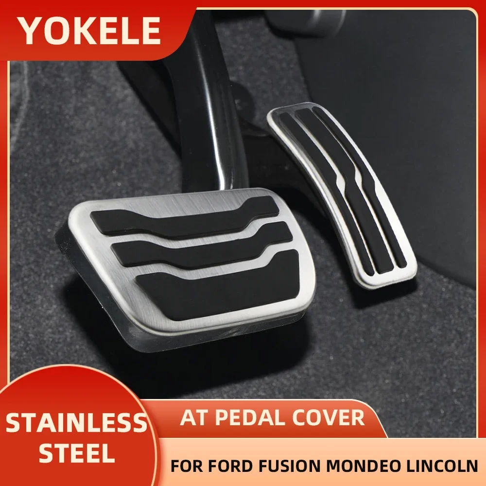 Auto Pedals For Ford Fusion Mondeo 2016-2022 for Lincoln MKZ 2015-2022 Stainless Steel No Drill Car Brake Gas Pedal Cover