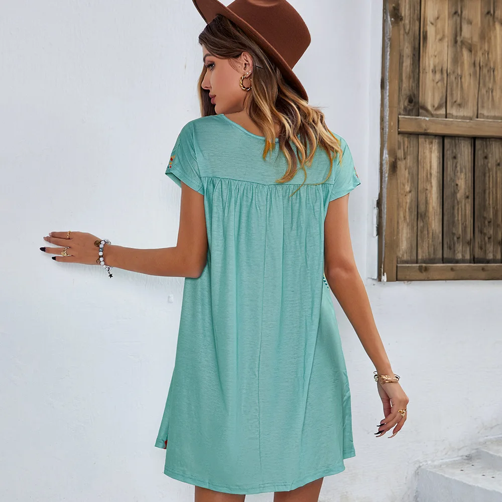 High Quality Leisure Vacation Dress 2024 Spring/summer New Loose Fitting Short Dress Bohemian Style Vestidos Boho Dress Vintage