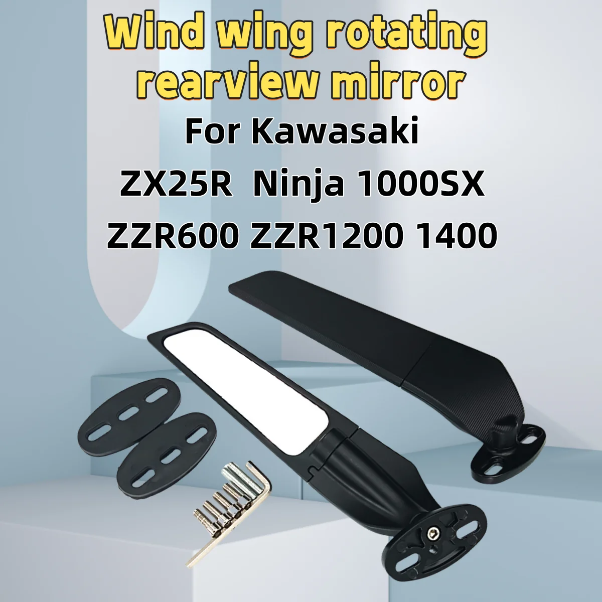 

Motorcycle Mirror Modified Wind Wing Adjustable Rotating Rearview Mirror For Kawasaki ZX25R Ninja 1000SX ZZR600 ZZR1200 1400