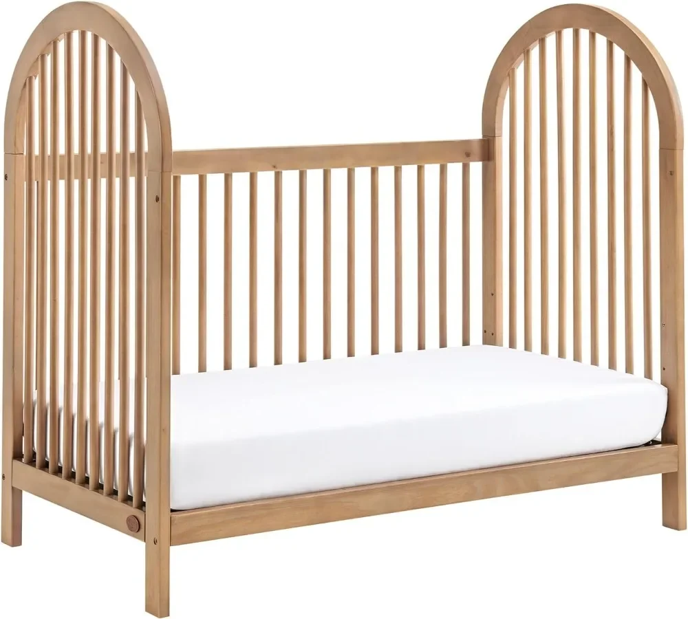 Everlee Camas de cuna Island 3 en 1 para niños, muebles de madera de miel para bebés, cama para niños