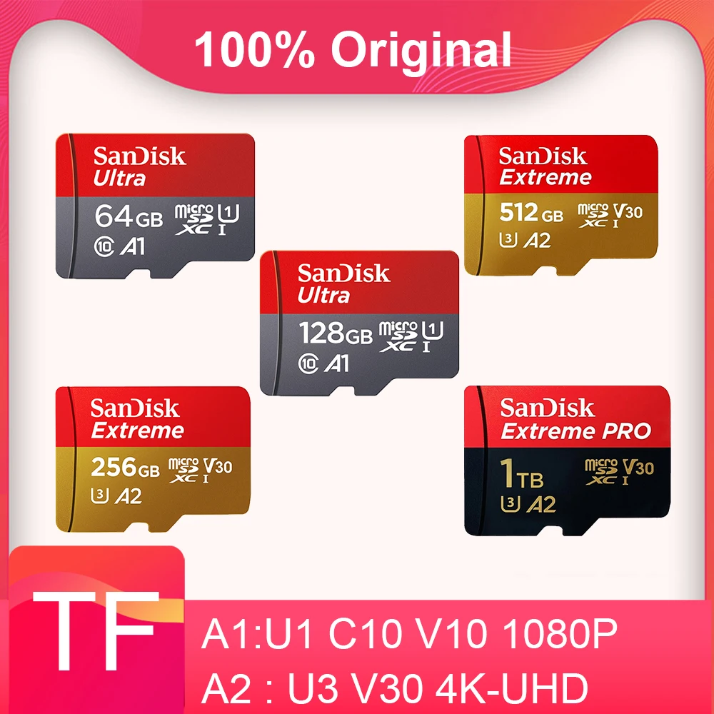 بطاقة ذاكرة قصوى فائقة GB 1 64GB U3 V30 بطاقة ذاكرة فائقة 4K 60 طائرة بدون طيار Gopro Ultra 128GB U1 64GB Extreme Memory Card 256GB 512GB 1TB Micro SD/TF U3 V30 Flash Cards for 4K 60 Drone Gopro Phone Extreme Pro