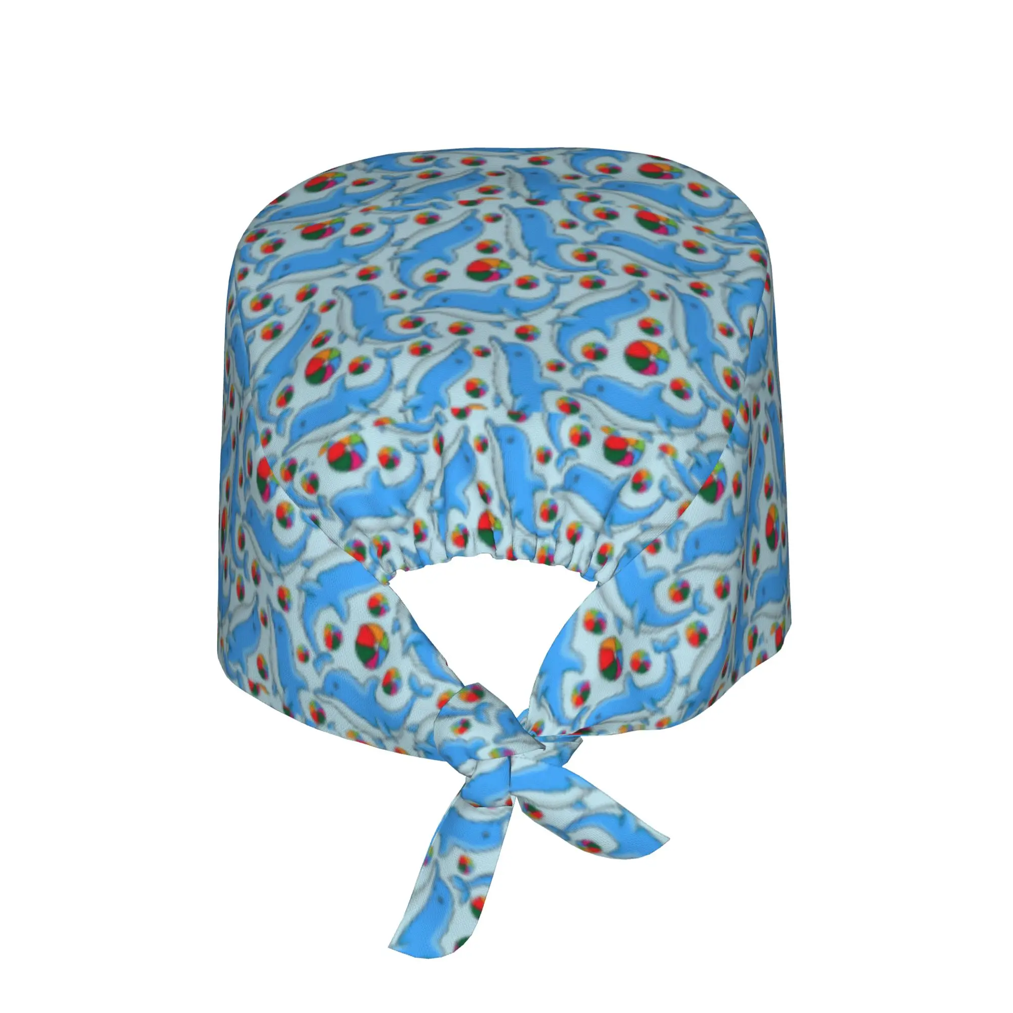 Funny Colourful Creative Dolphins Printed Medical Staff Scrubs Hat Unisex  For Chef Hat Scrub Caps