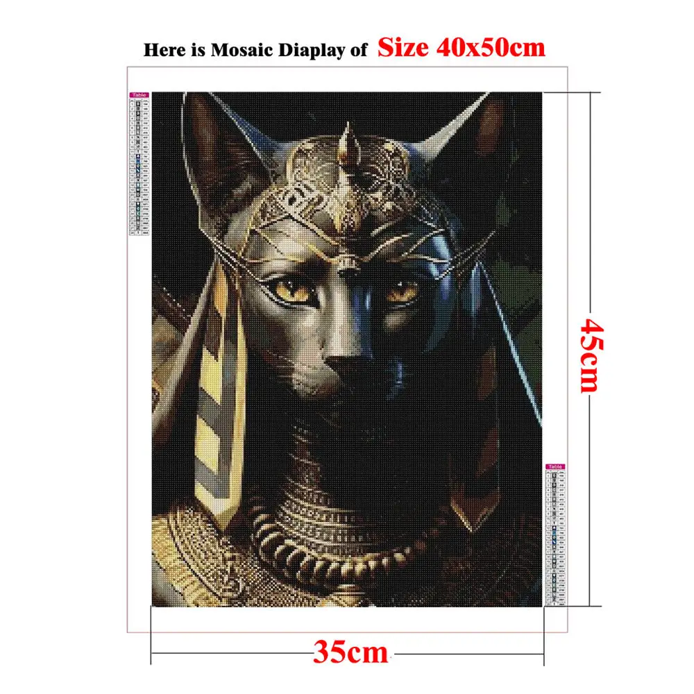 DIY Diamond Painting Egyptian Mythology Anubis Pharaoh Sphinx Cat Bastet God Full Round Drill Luxury Black Golden Picture Gift