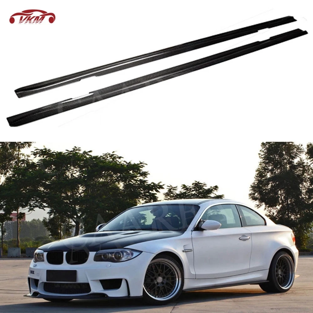 

2PCS Carbon Fiber Side Skirts Protect Covers Aprons Kit For BMW E82 1M 120i 125i 128i 2011 FRP Side Bumper Lip Door Sill Stripe