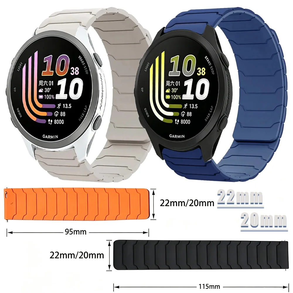 20mm 22mm Silicone Strap For Garmin Forerunner 170 70 970 570 Magnetic Bracelet Belt Garmin Venu 4 45mm Huawei GT7 GT7 Pro 46mm