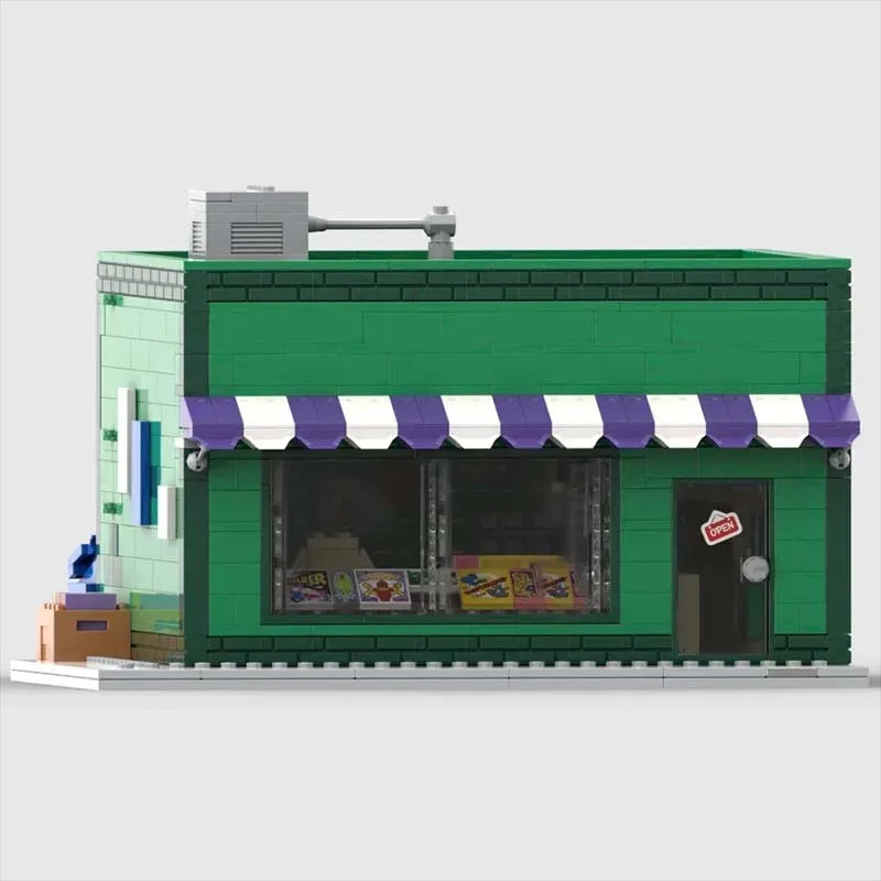 Moc Building Bricks Springfield Architecture Street View Collection Technology Block Popular Movie Model DIY Assembly Toys Gift