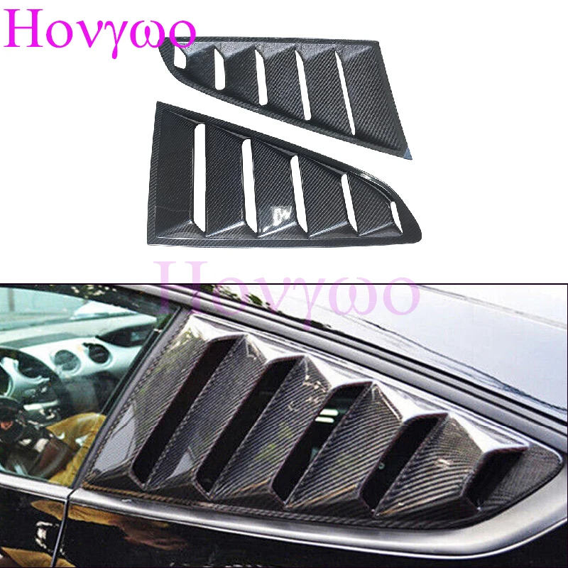 Car Accessories Real Carbon Fiber Window Rear Quarter Window Louvers Side Air Vent Cover For Ford Mustang 2015-2023
