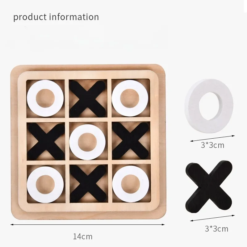 Wooden OX tic-tac-toe Chess Three Line Toy Interaction Puzzle Brain Logical Training Learing Early Educational Toys For Children