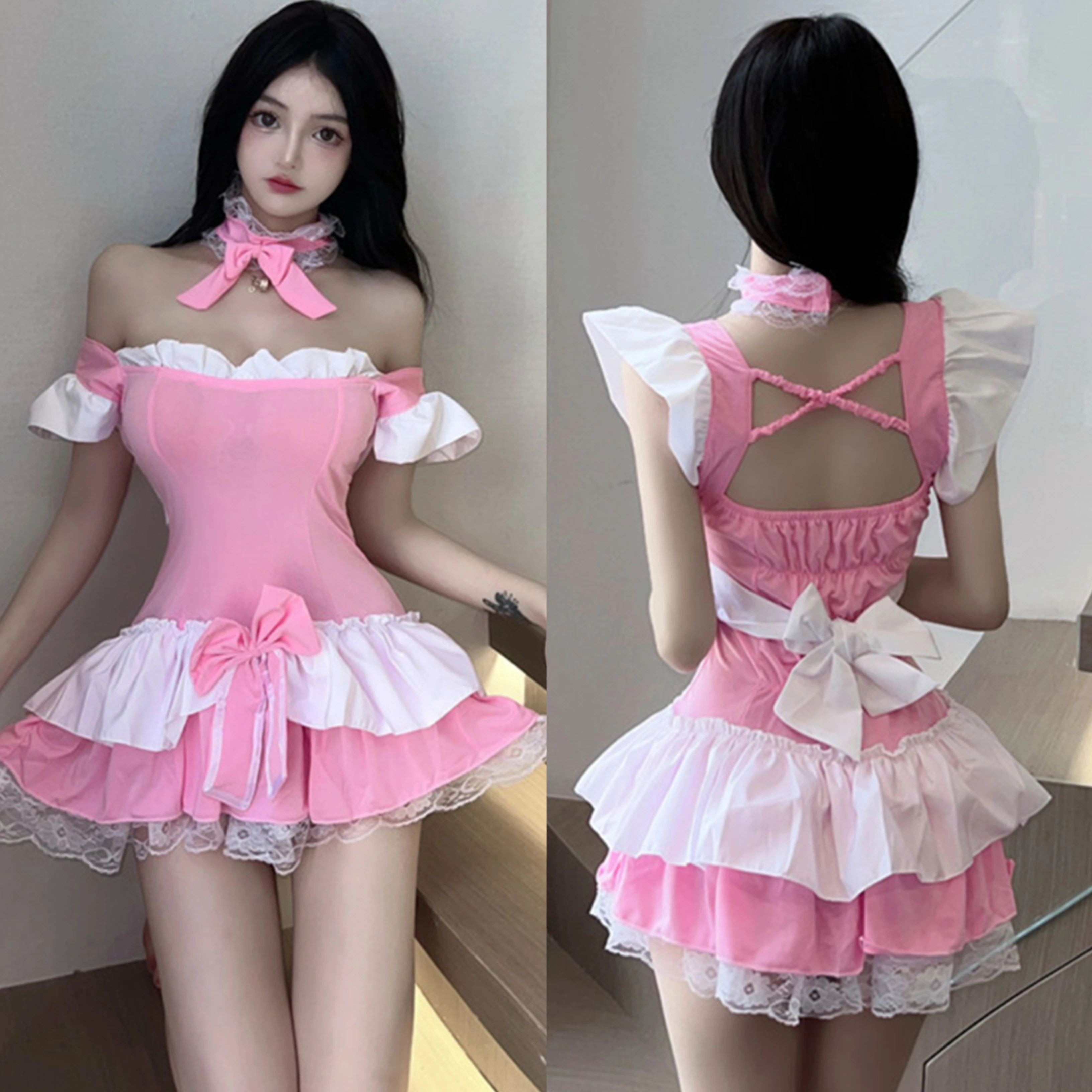 2023 New Girls Pink Cute Lolita Maid Costumes Women Lovely Maid Cosplay Costume Animation Show Japanese Outfit Dress Clothes