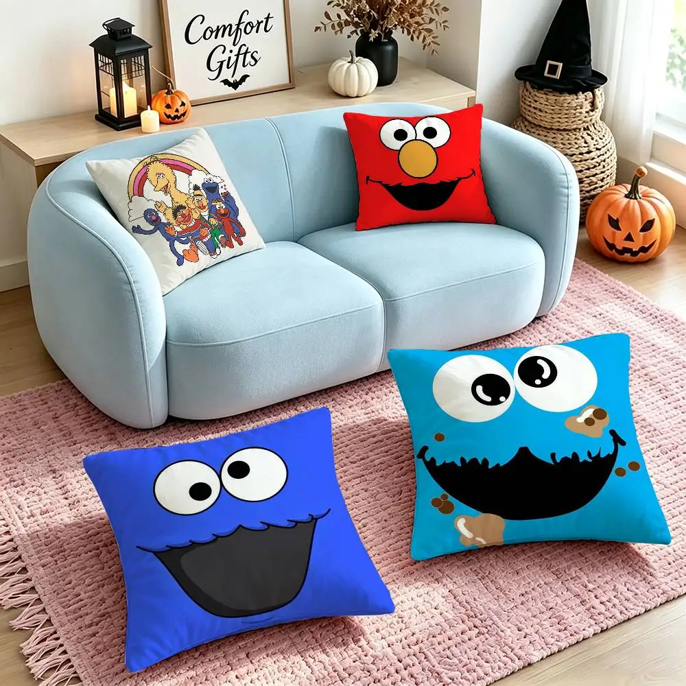 Sesame Street Cartoon  Pillow Case Square Double-Sided Sofa Cushion Cover Bedroom Bedside Pillow