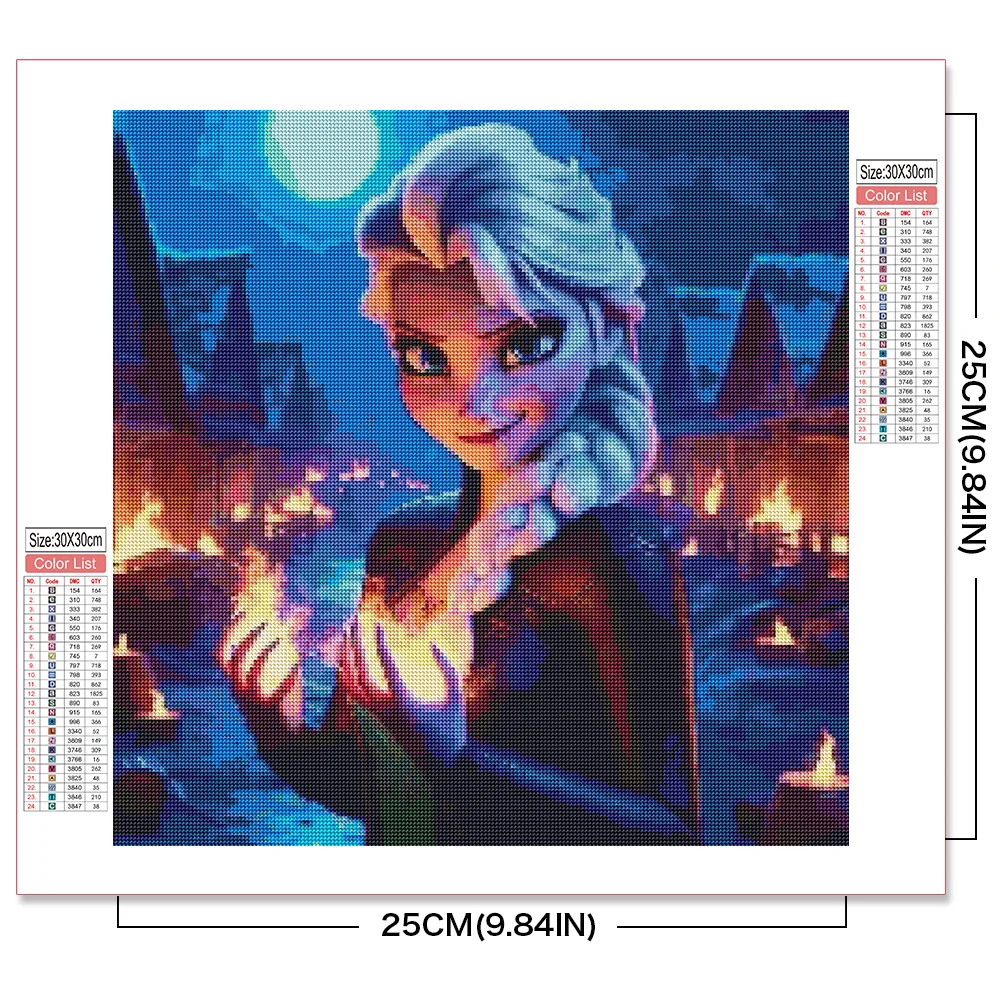 Disney Cartoon Diamond Mosaic Elsa Ariel Painting Novelty 2024 Moana Embroidery Fire Dark Castle Princess Full Kits Room Decor