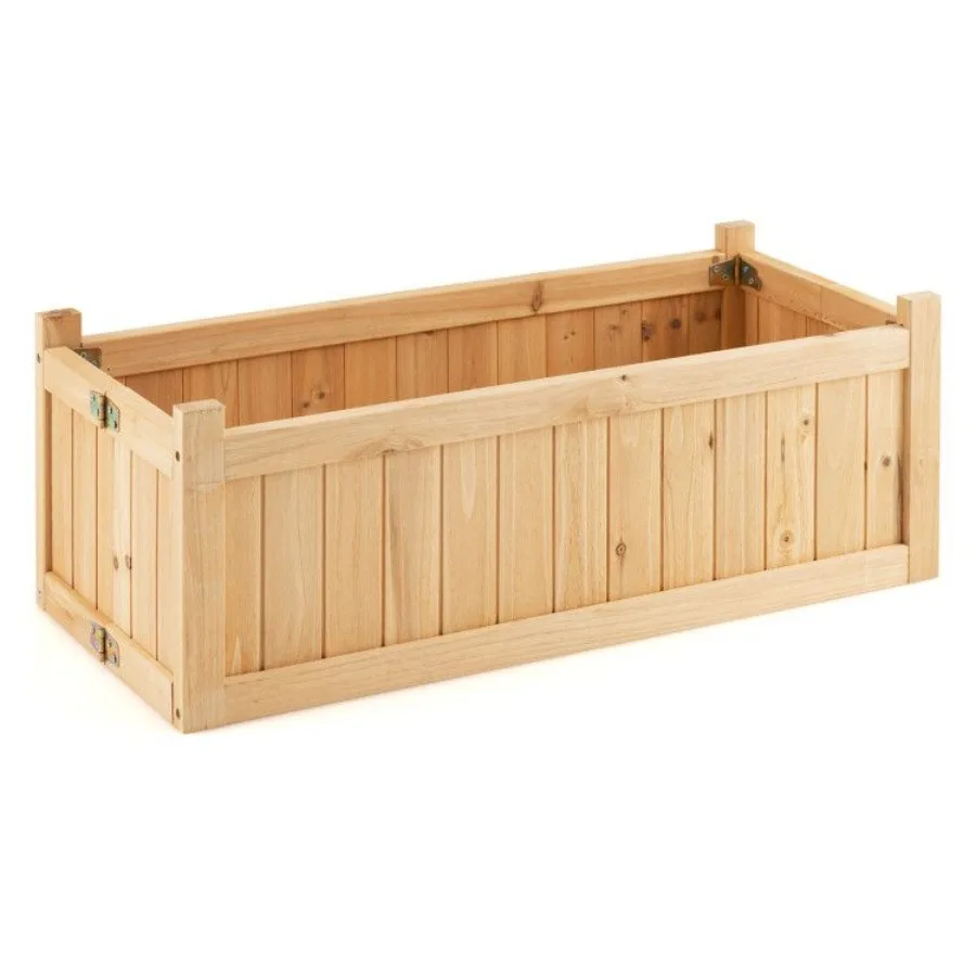 

Folding Wooden Raised Garden Bed with Removable Bm for Herbs Fruits Flowers