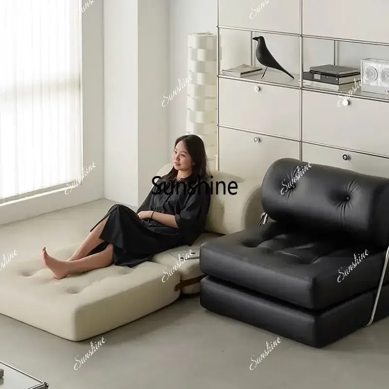 Foldable Sofa Bed Convertible Single Lazy Sofas Luxury Minimalist Comfortable Leather Sofa Apartment Living Room Furniture
