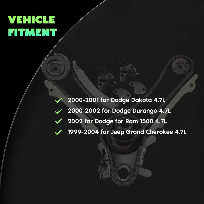 SCITOO 9-0393SD Kit de chaîne de distribution de moteur remplace pour Dakota pour Durango Ram 1500 pour Grand pour Cherokee 4.7L 1999-2004