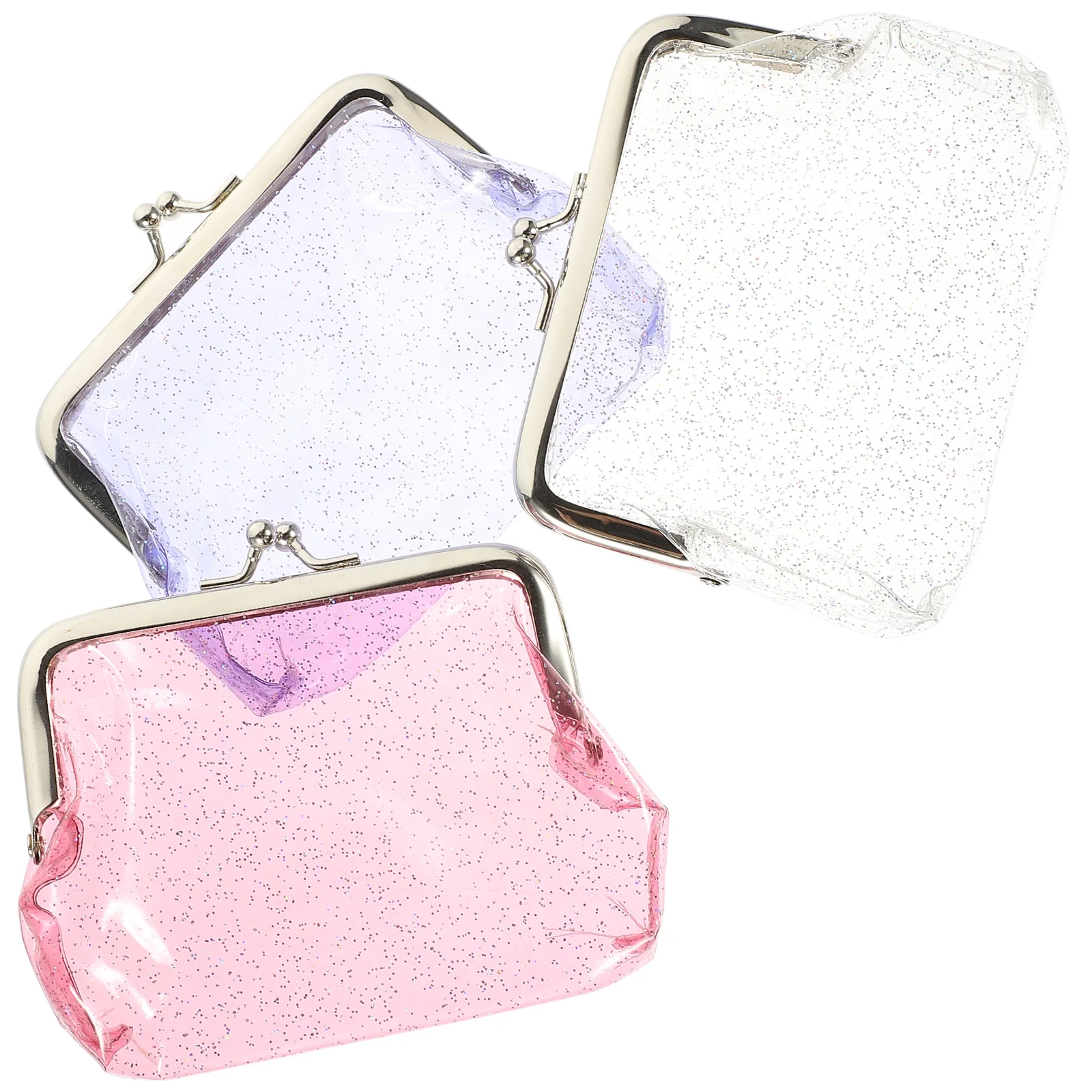 

3 Pcs Glitter Coin Wallet Clear Plastic Purse Small Money Pouch Portable Mini Wallets For Women Outdoor Travel School Beach