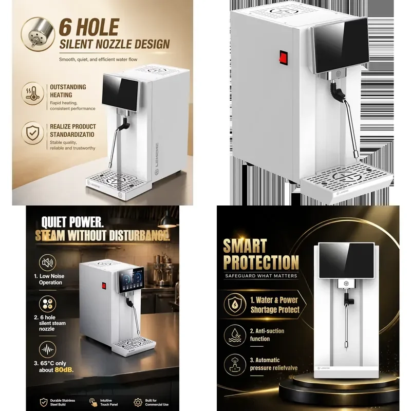 Stocked for Coffee Shop Use Commercial Eco-Friendly 4-in-1 Single Head Electric Steam Heated Milk Frother Machine