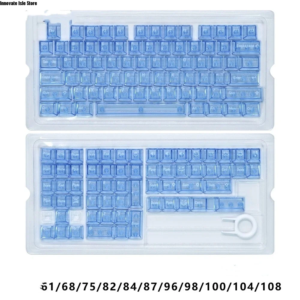 Full Transparent Transparent Keycaps Ice Transparent Crystal Clear Mechanical Keyboard Keycaps Color Keycaps ABS