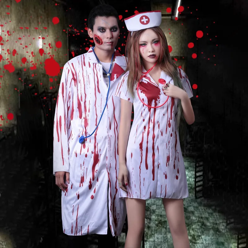 

Halloween costume Halloween horror bloody nurse costume zombie adult female doctor costume couple