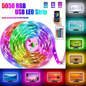 1-5M רצועת תאורה LED RGB 5050 שינוי צבע USB בלוטות' אפליקציה...