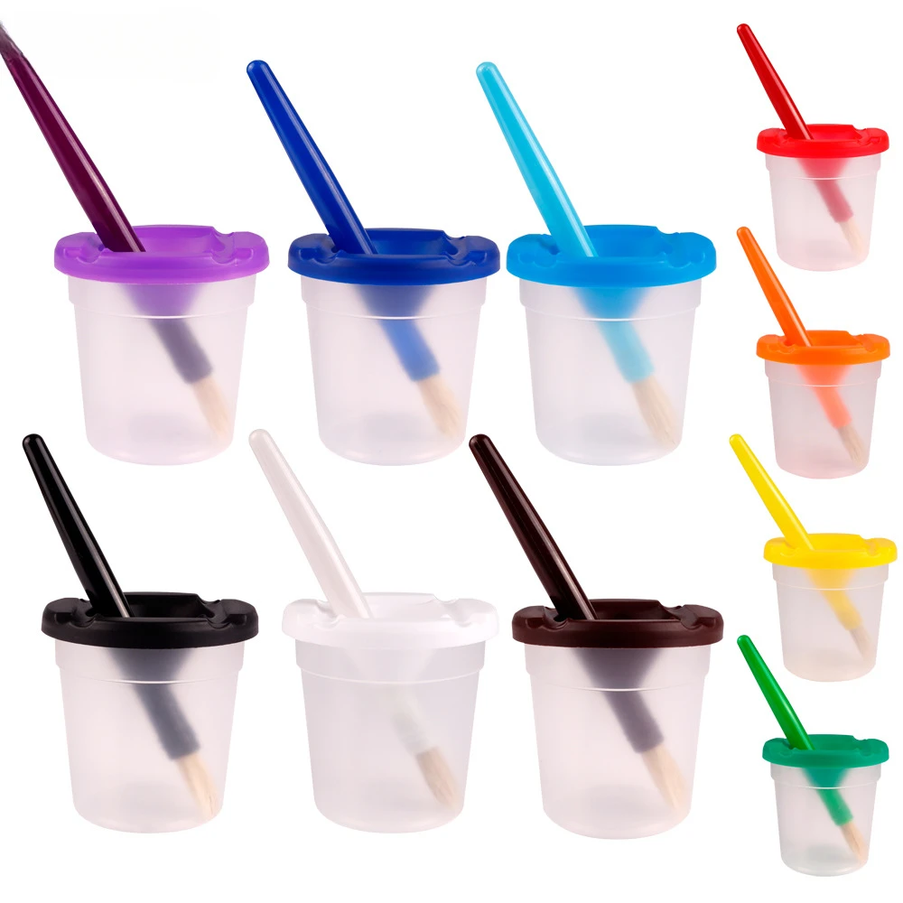 

Graffiti 10 color plastic leak proof water washing cup 10 color bristle brush 20 piece set painting cup multi-purpose Halloween