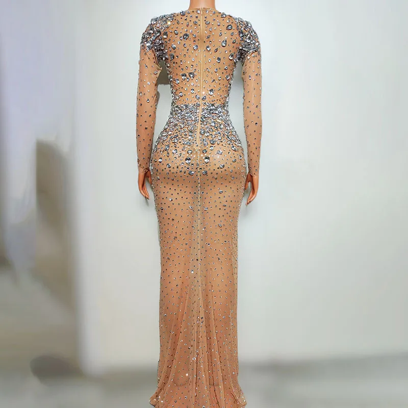 Perspective Long Dress Singer Performance Clothing Company Annual Meeting Party Evening Dress Bar Nightclub Dance Music Festival
