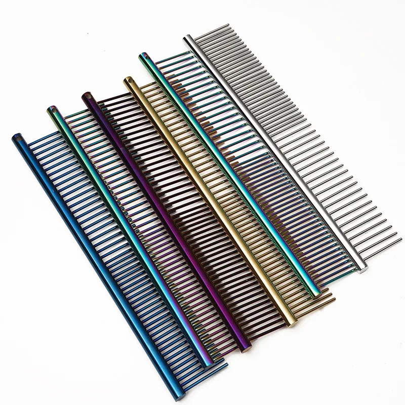

Stainless Steel Colour Dogs Comb Straight Brush for Dog Grooming Pet Hair Remover Massage Cat Brush Hair Combs Pet Accessories