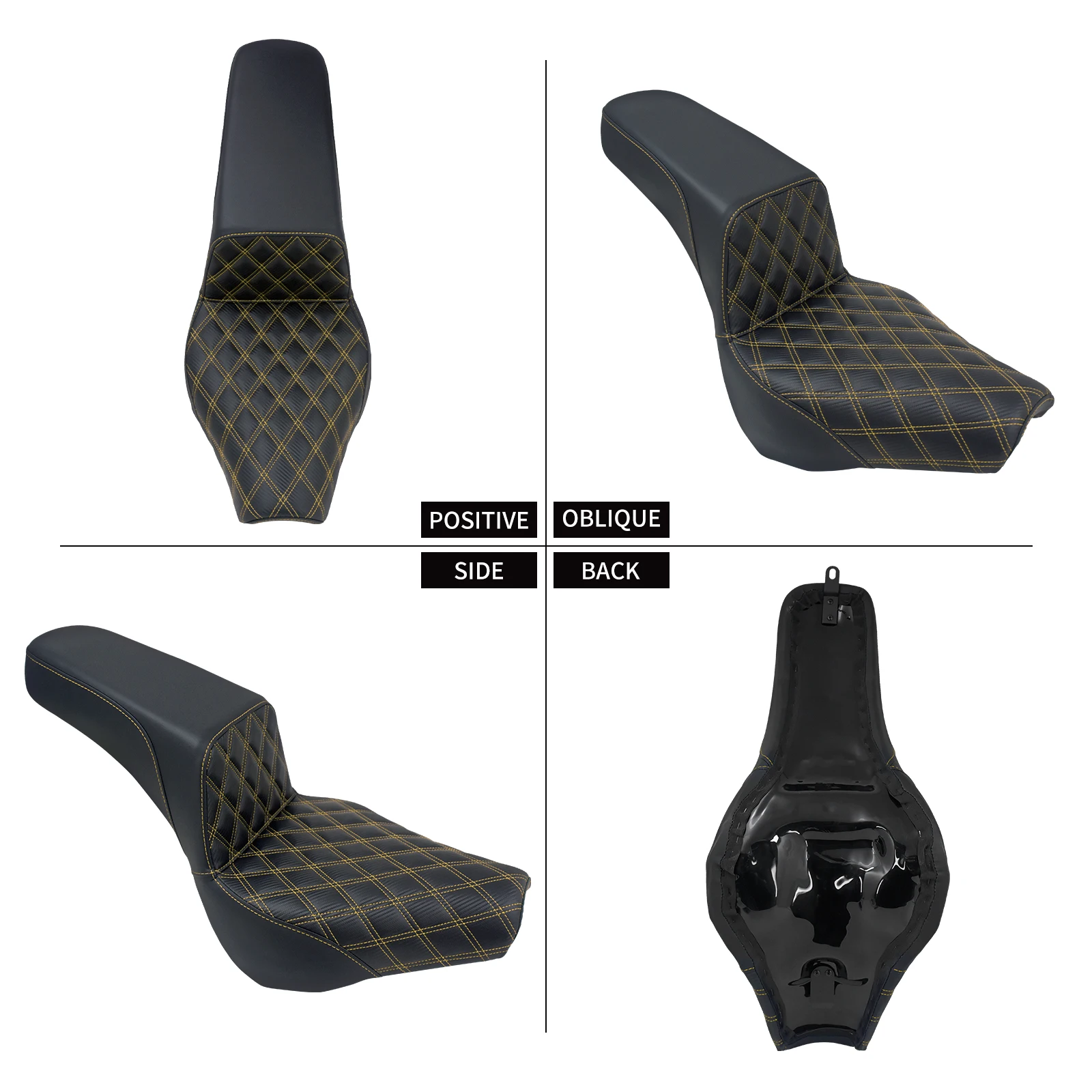 Motorcycle Two-Up Driver Passenger Seat Front Rear Seat Black Leather Cushions For Harley Softail Street Bob FXBB 2018-2025 - view 6