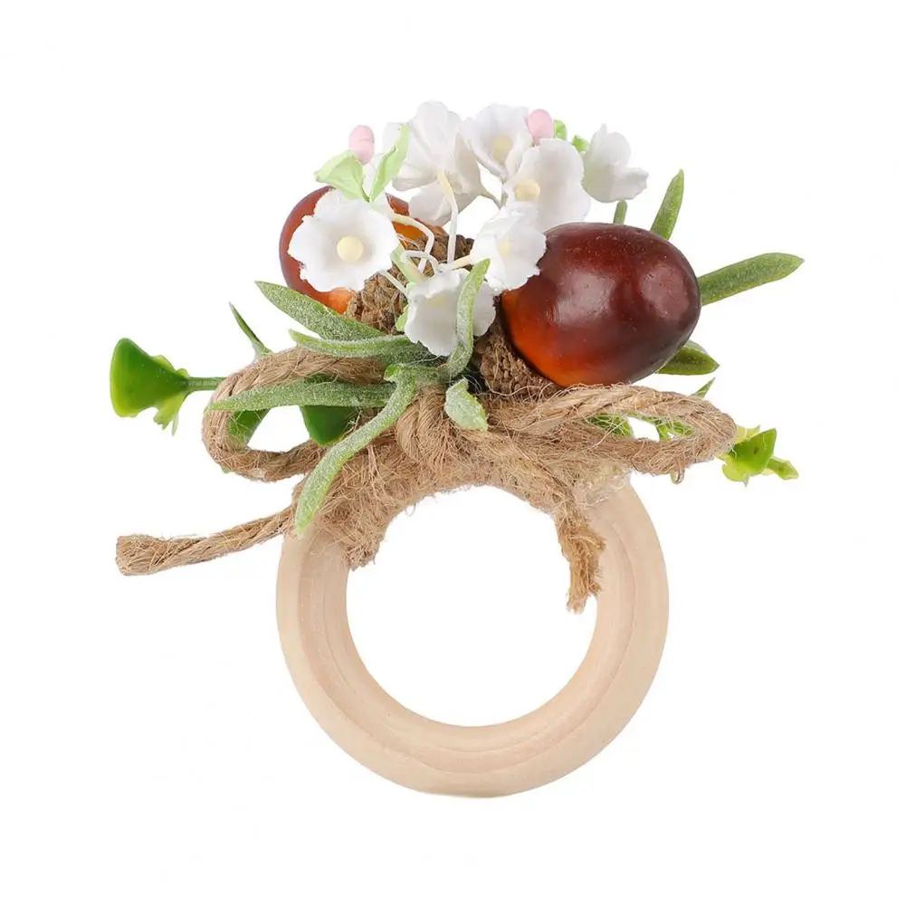 Fall Banquet Decorations Thanksgiving Table Decor Rustic Wooden Napkin Rings with Faux Acorns Rosemary Autumn for Thanksgiving