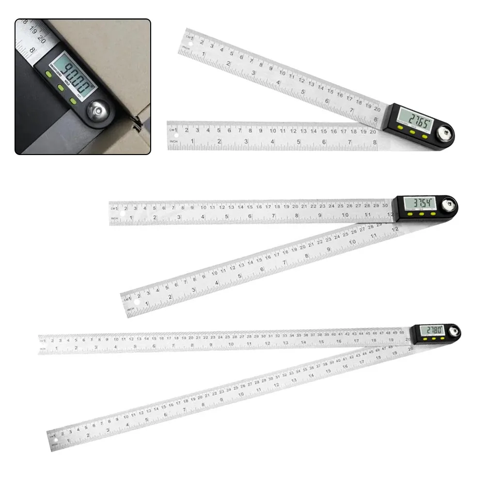 0-200/300/500mm Digital Protractor Angle Ruler Electron Goniometer Angle Finder Measuring Tools Metric And Imperial Double Syste