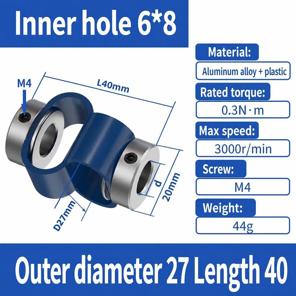 1Pcs D23L24 D27L40 Flexible Coupling S Type Plastic Motor Encoder Coupling Eccentric Declination 8 Shape Eccentric Coupling