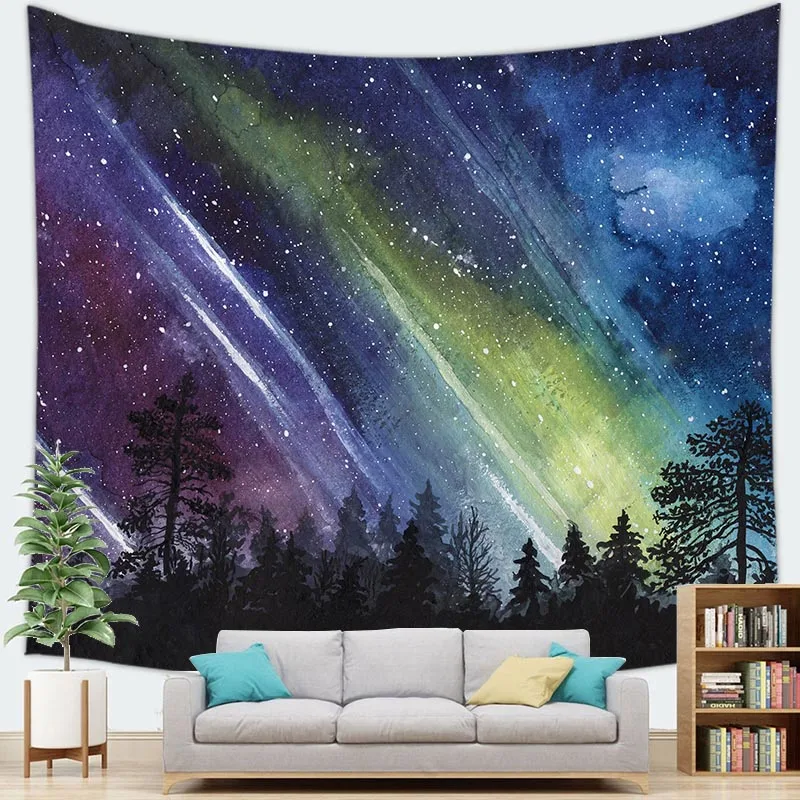 Night Sky Aurora Tapestry Wall Hanging Aurora Tapestry Wall Hanging Party Home Decoration Background Aurora Tapestry