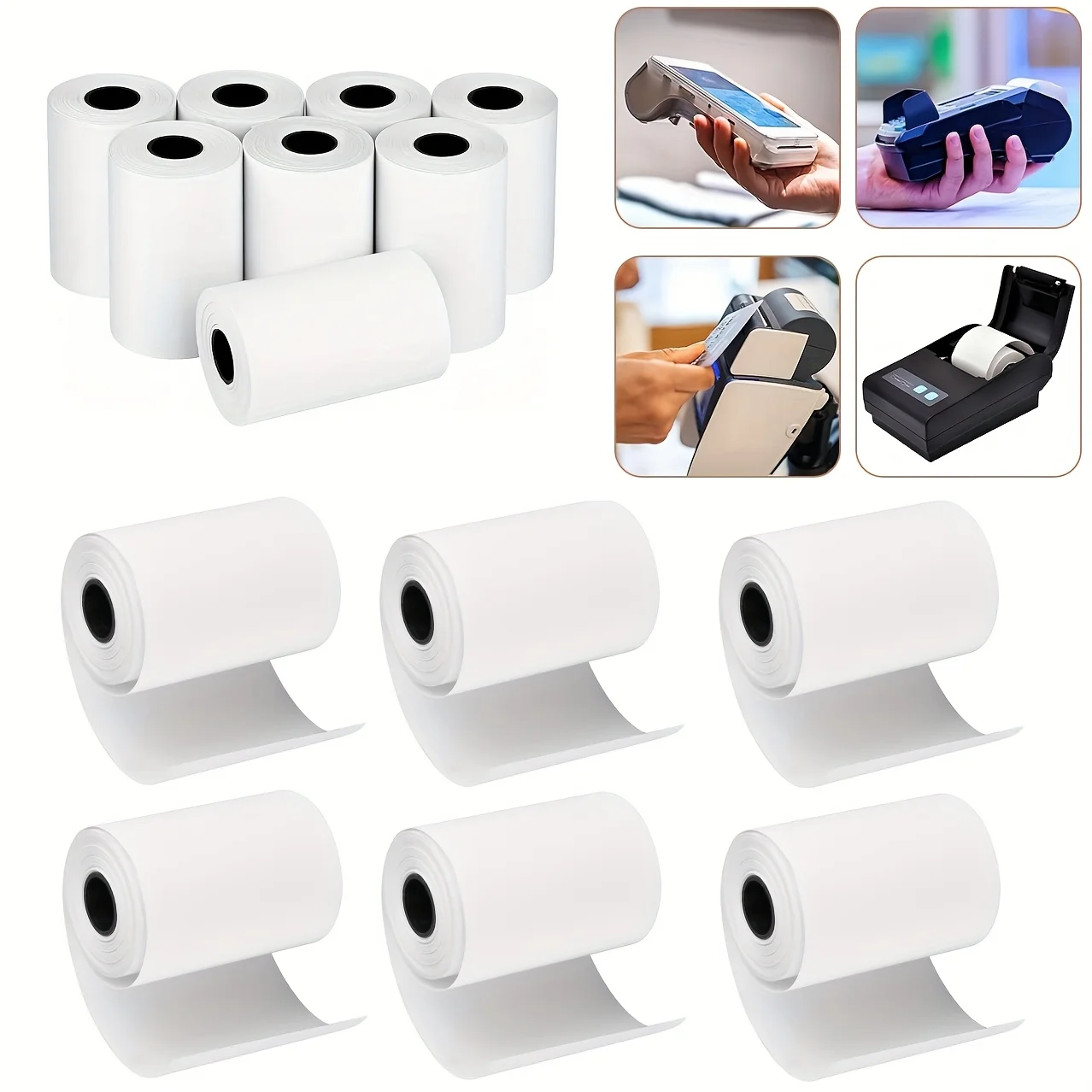 57 x 37 mm, 2 1/4 x 50 Thermopapier-Quittungsrollen, passend für alle Clover Flex POS-Registrierkassen-Drucker, Papier für Kreditkarten-Terminals